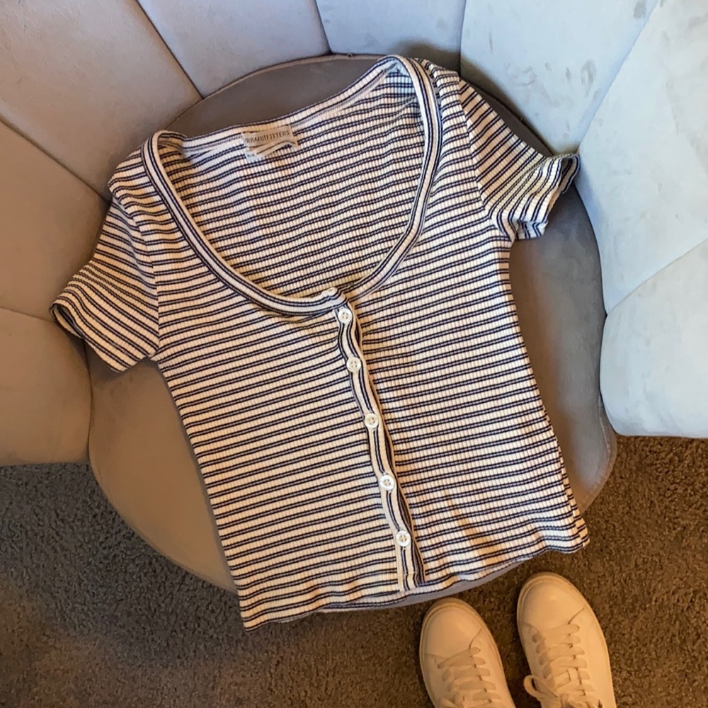 Striped button crop top